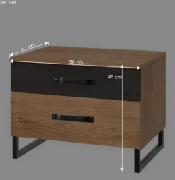 Schlafzimmer in Plankeneiche & Schwarzgrau - Bram (vierteilig)