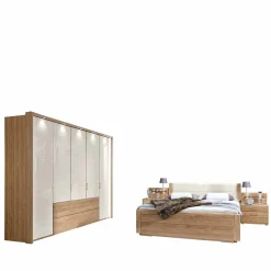 Schlafzimmer komplett Anglesia in Creme und Eichefarben (vierteilig)