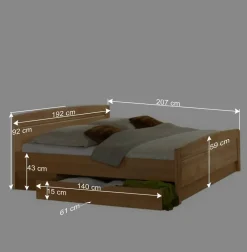 Schlafzimmer Komplettset Bordeaux aus Erle (vierteilig)