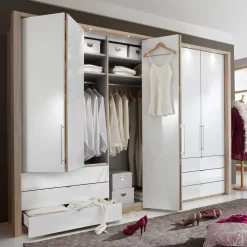 Schlafzimmer Komplettset Bosays in Weiß Eiche Sonoma (vierteilig)