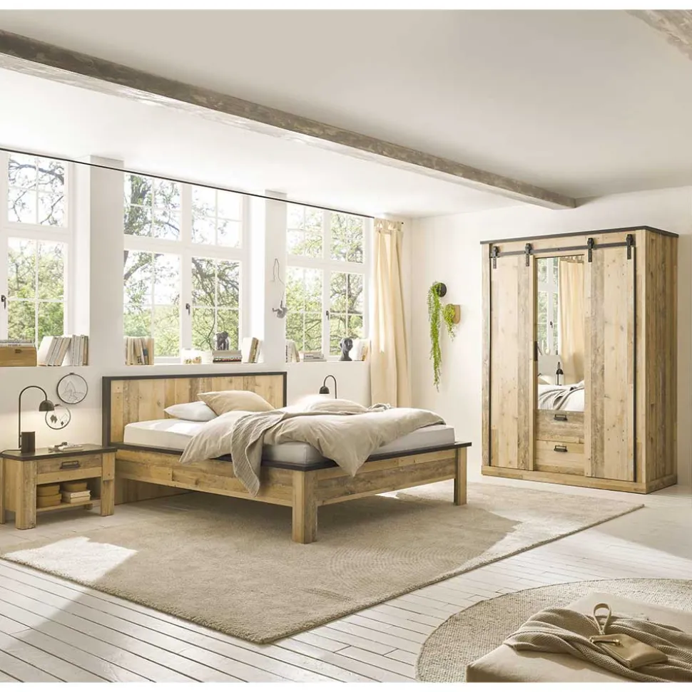 Schlafzimmer mit 140x200 Bett - Naiavio I (vierteilig)