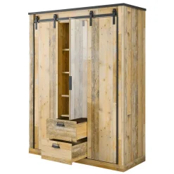 Schlafzimmer mit 140x200 Bett Set - Naiavio (fünfteilig)