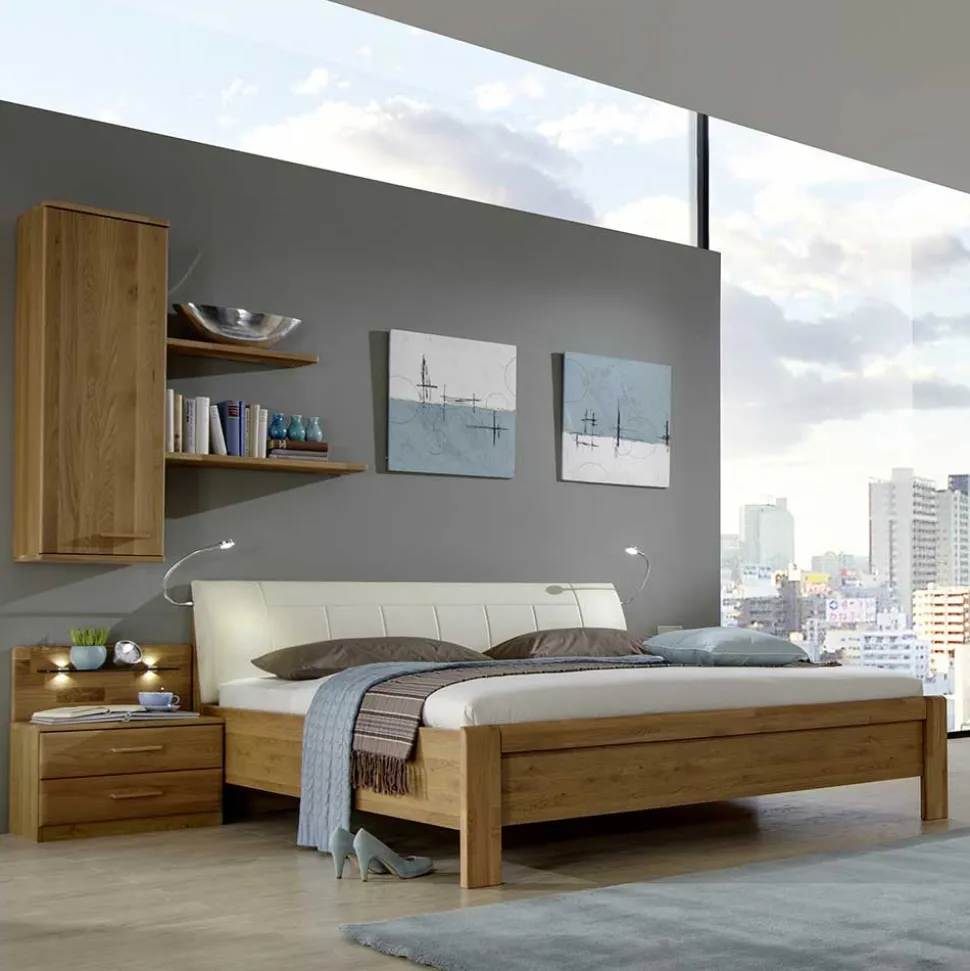 Schlafzimmer Set Waruna mit Eiche Massivholz (vierteilig)