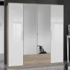 Schlafzimmer-Kleiderschrank in Weiß HG & Eiche sägerau - Grands