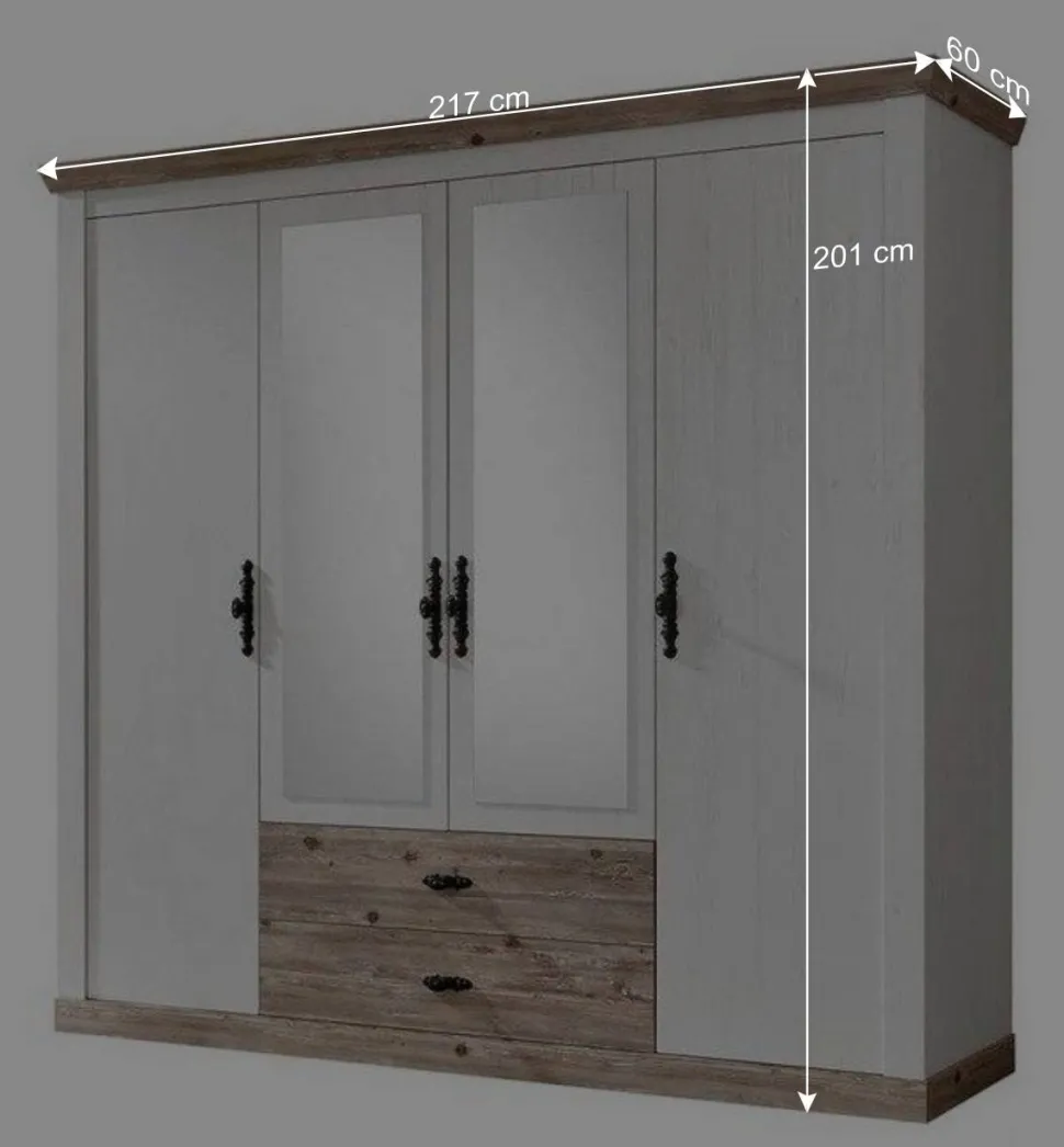 Schlafzimmermöbel mit Bett 140x200 - Nedita (vierteilig)