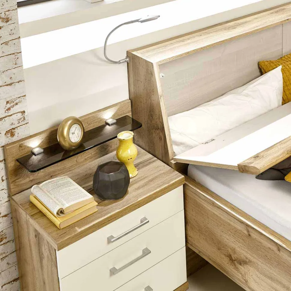 Schlafzimmermöbel Neriman mit Stauraumbett (vierteilig)