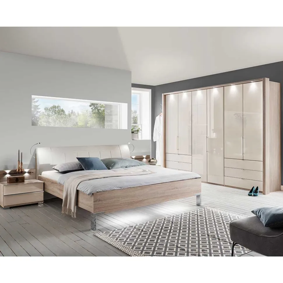 Schlafzimmermöbel Set mit LED Licht - Rativian (vierteilig)
