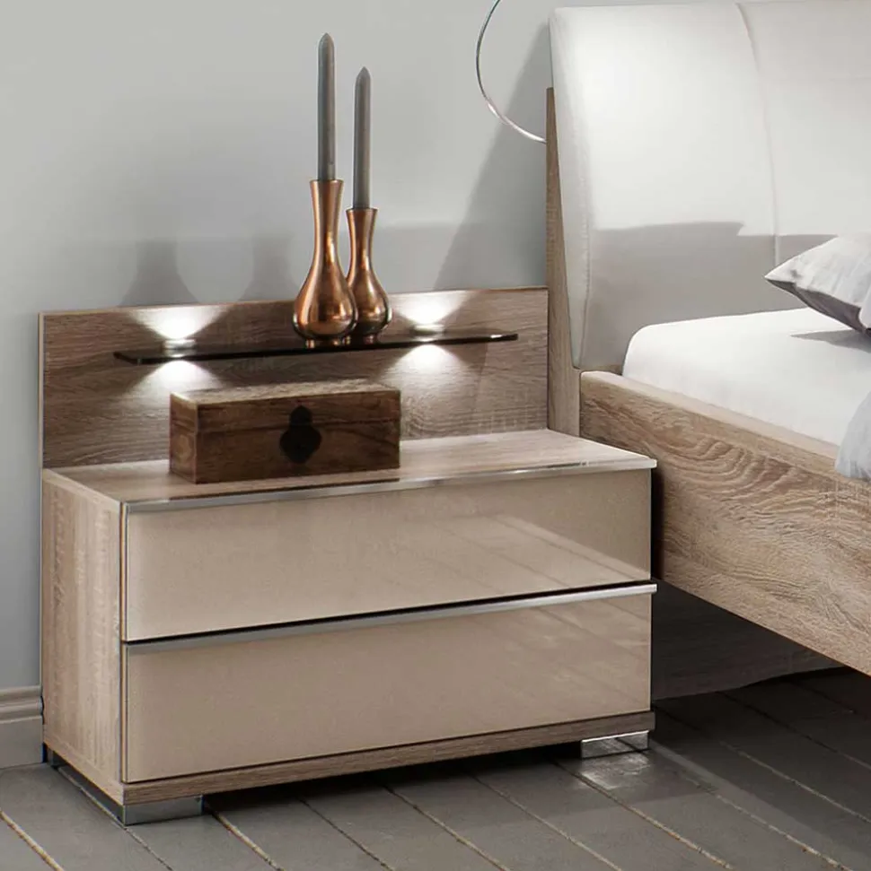 Schlafzimmermöbel Set mit LED Licht - Rativian (vierteilig)