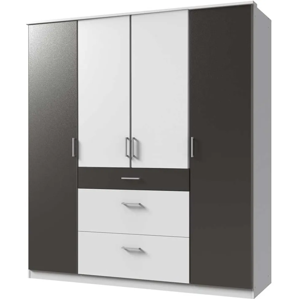 Schlafzimmerschrank in Weiß und Dunkelgrau - Vanila