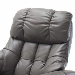 Schlammfarbener Ledersessel mit Relaxfunktion Jandrus & Fußhocker (zweiteilig)