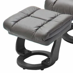 Schlammfarbener Ledersessel mit Relaxfunktion Jandrus & Fußhocker (zweiteilig)