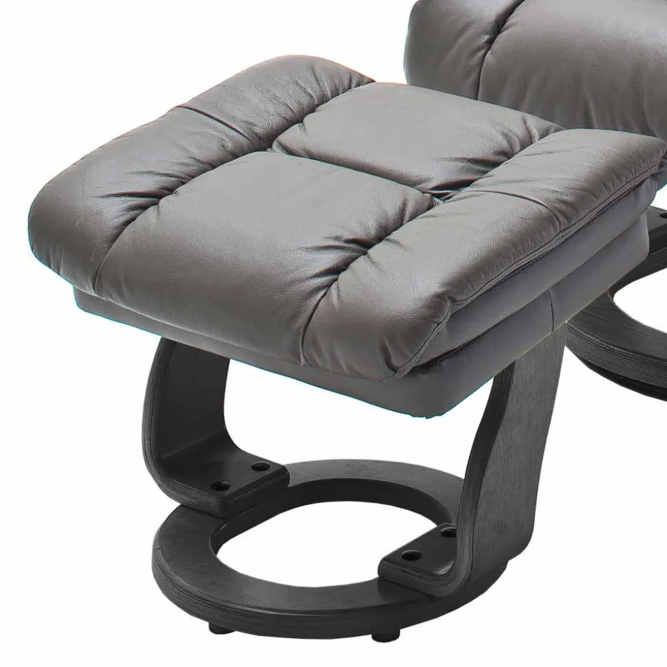 Schlammfarbener Ledersessel mit Relaxfunktion Jandrus & Fußhocker (zweiteilig)