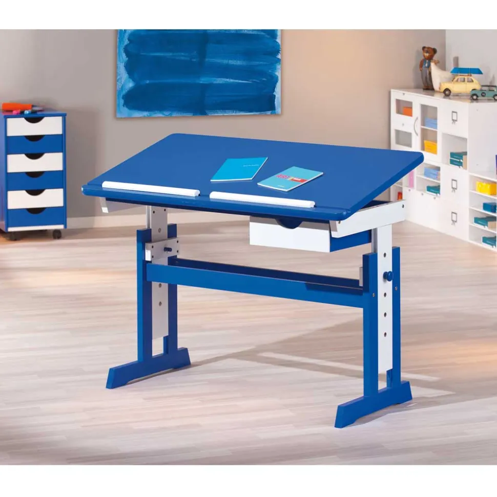 Schülerschreibtisch Bluena in Blau-Weiß