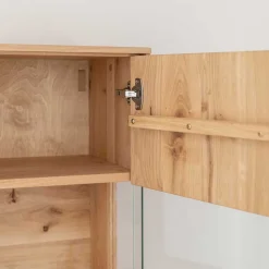 Schmale Massivholz Vitrine mit LED Beleuchtung - Eribella