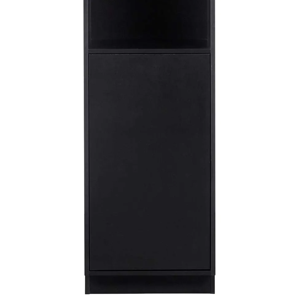 Schmaler Hochschrank in Schwarz Kiefernholz teilmassiv - Niwidus