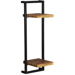 Schmales Industrial Wandregal mit zwei Holzablagen - Evradon