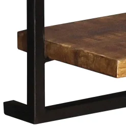 Schmales Industrial Wandregal mit zwei Holzablagen - Evradon