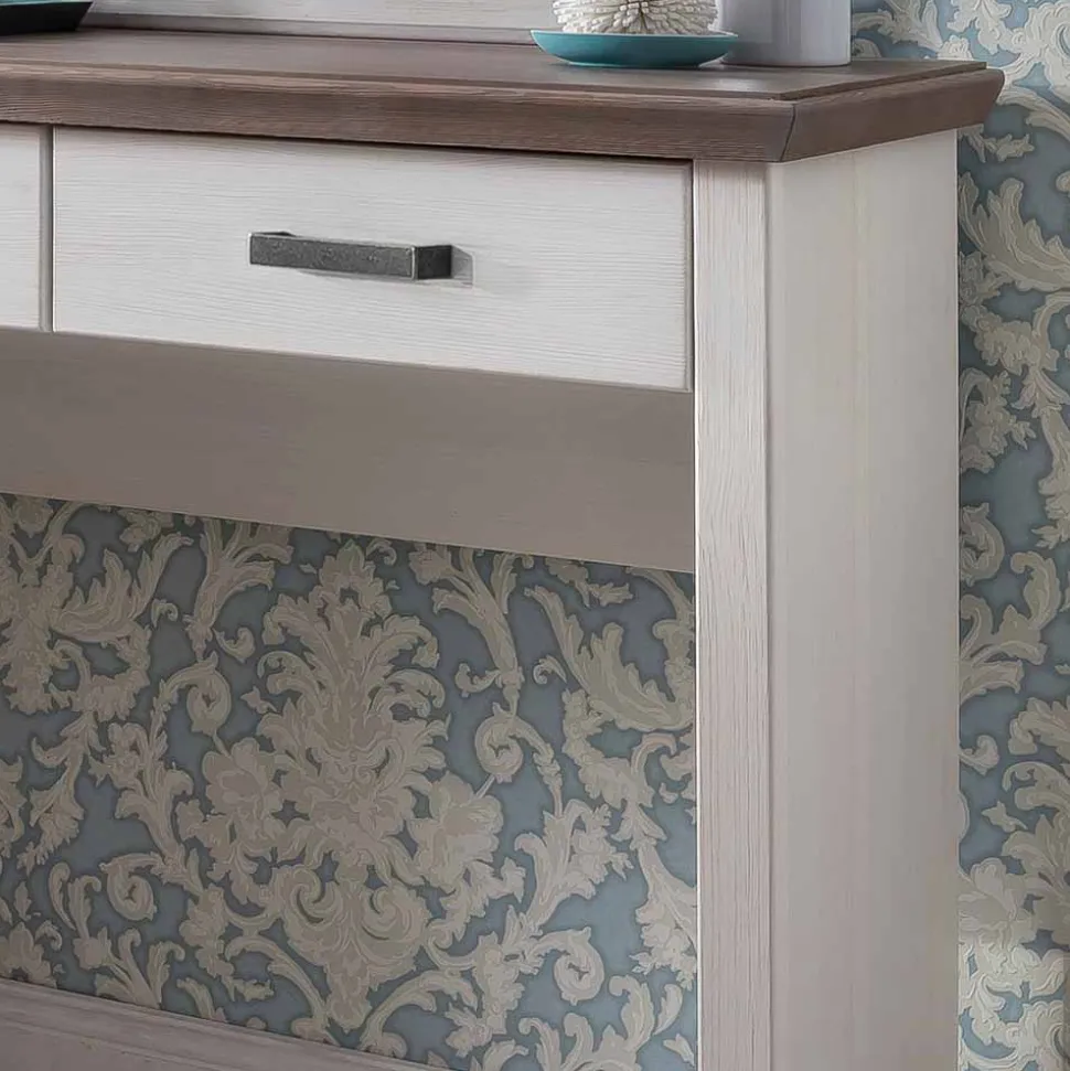 Schminktisch Konsole Izarella in Weiß und Taupe