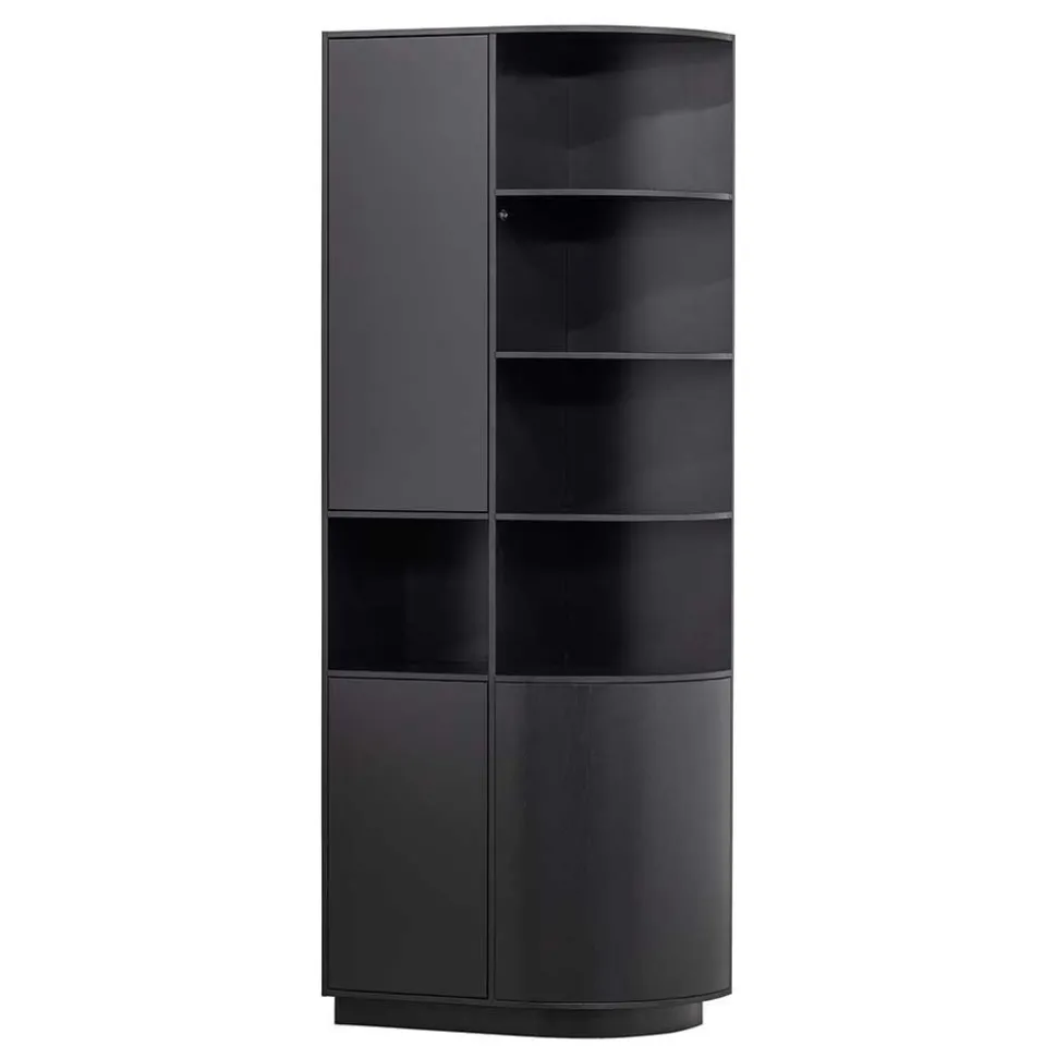 Schrank einseitig abgerundet in Schwarz - Niwidus