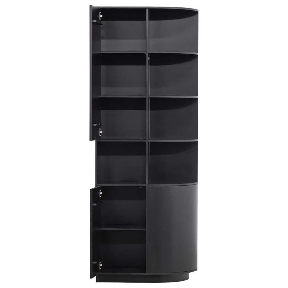 Schrank einseitig abgerundet in Schwarz - Niwidus