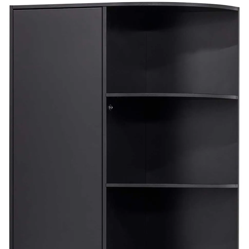 Schrank einseitig abgerundet in Schwarz - Niwidus