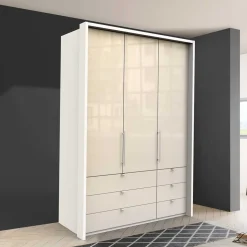 Schrank fürs Schlafzimmer in Creme Glas & Weiß - Zidarie