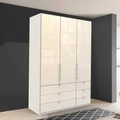 Schrank fürs Schlafzimmer in Creme Glas & Weiß - Zidarie