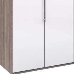 Schrank in Weiß Glas & Eiche Dunkel - Empresian