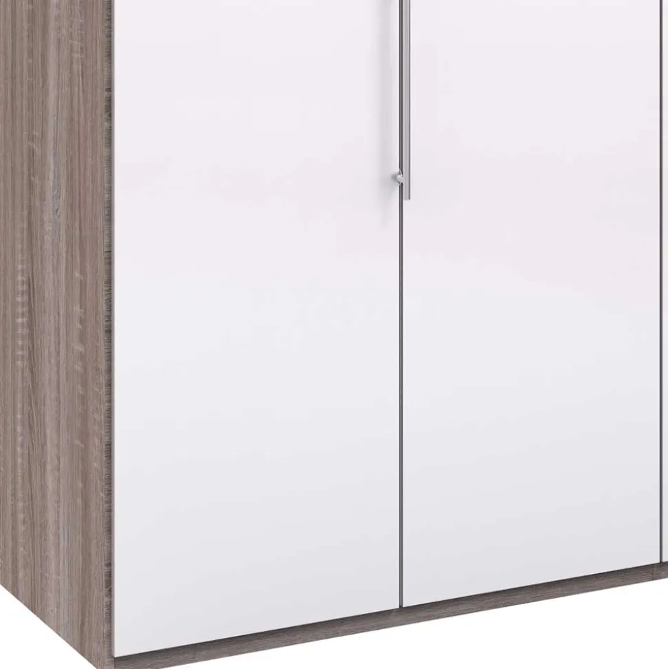 Schrank in Weiß Glas & Eiche Dunkel - Empresian