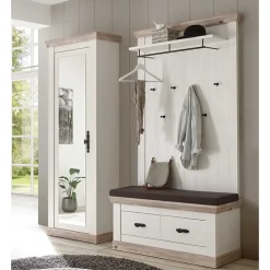 Schrank mit Spiegeltür & Garderobe - Nedita (dreiteilig)