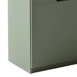 Schrank Vitrine in Graugrün und Eiche - Kwin