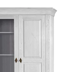 Schrank Vitrine Satumare in Weiß Kiefer teilmassiv