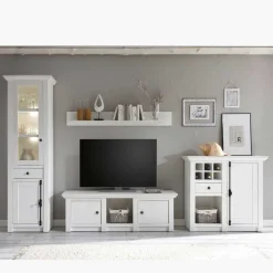 Schrankwand Chelles im weißem Landhaus-Stil (vierteilig)