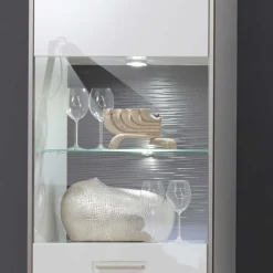 Schrankwand Tacroma in Weiß Hochglanz (fünfteilig)