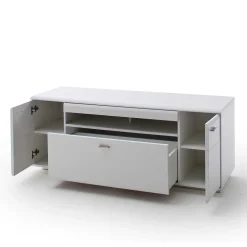 Schrankwand Wohnzimmer in Weiß - Hazime (vierteilig)