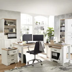 Schreibtisch & Rollcontainer Set - Mehady (dreiteilig)