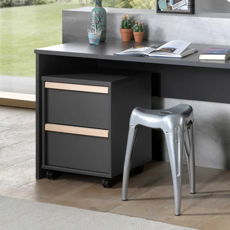 Schreibtisch & Rollcontainer & Regal - Navlius (dreiteilig)