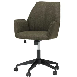 Schreibtisch Drehstuhl aus Strukturstoff Oliv Grün - Alexandro