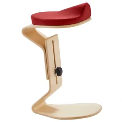 Schreibtisch Hocker in Rot Stoff - Cognac