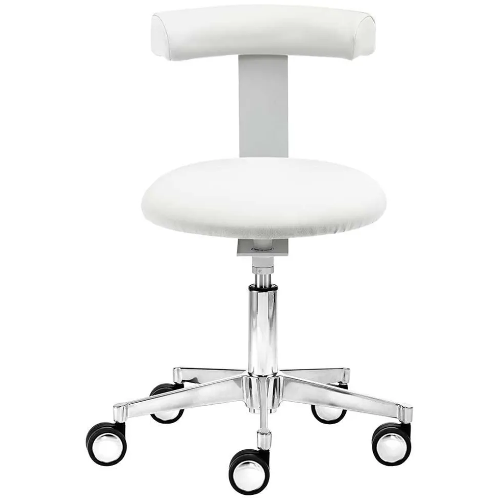Schreibtisch Hocker mit Rückenlehne in Weiß - Tanta