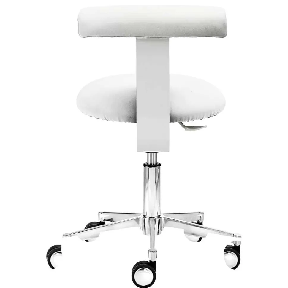 Schreibtisch Hocker mit Rückenlehne in Weiß - Tanta