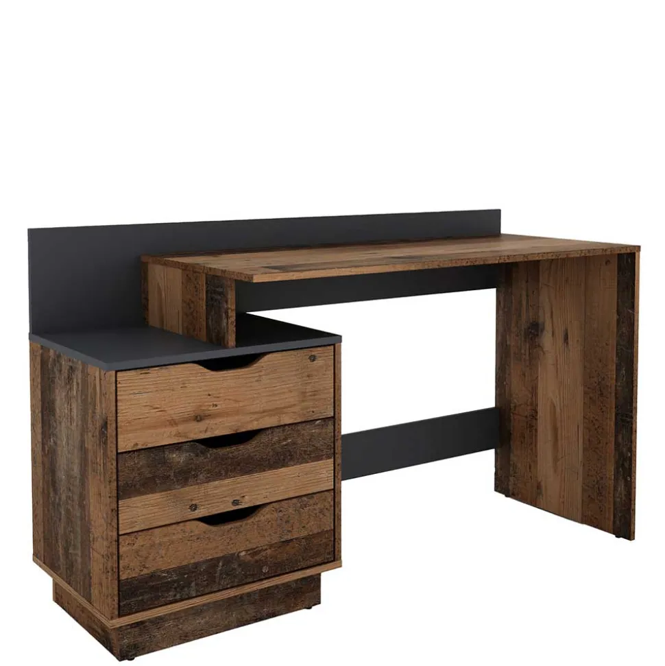 Schreibtisch in Altholz Optik mit Anthrazit - Georgia