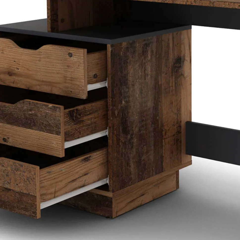 Schreibtisch in Altholz Optik mit Anthrazit - Georgia