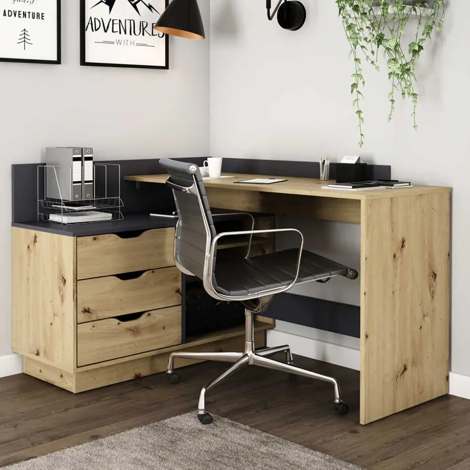 Schreibtisch in Wildeiche NB & Anthrazit - Lician