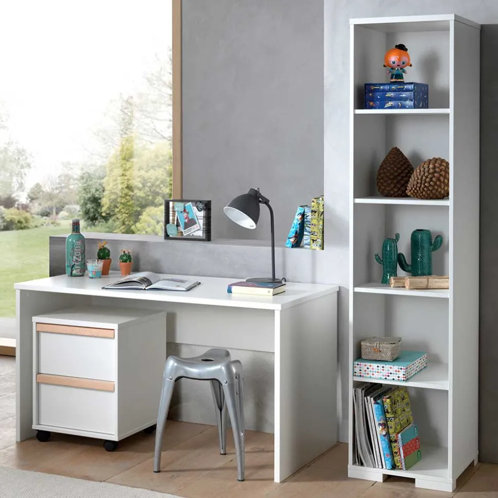 Schreibtisch Möbelset in Weiß - Eldrus (dreiteilig)