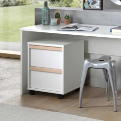 Schreibtisch Möbelset in Weiß - Eldrus (dreiteilig)