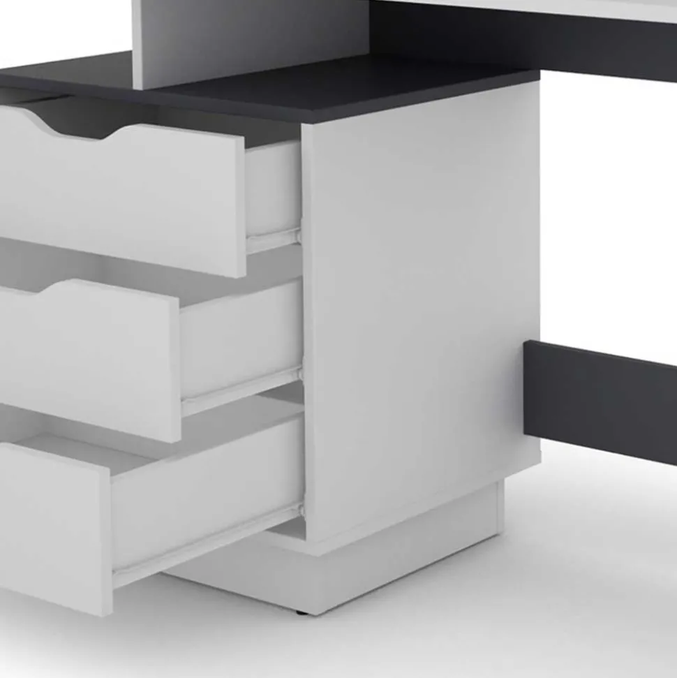 Schreibtisch mit drei Schubladen und Aufsatz - Dotagon