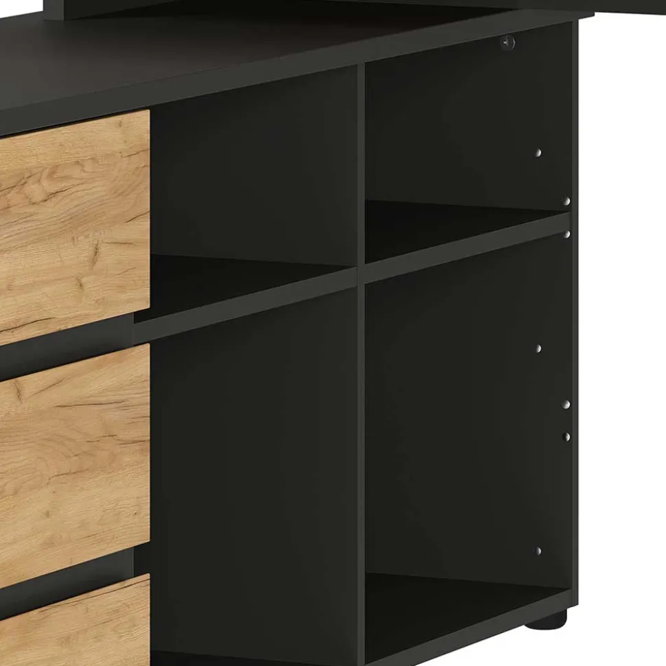 Schreibtisch mit Regal - 4 Fächer & 3 Schubladen - Contrage