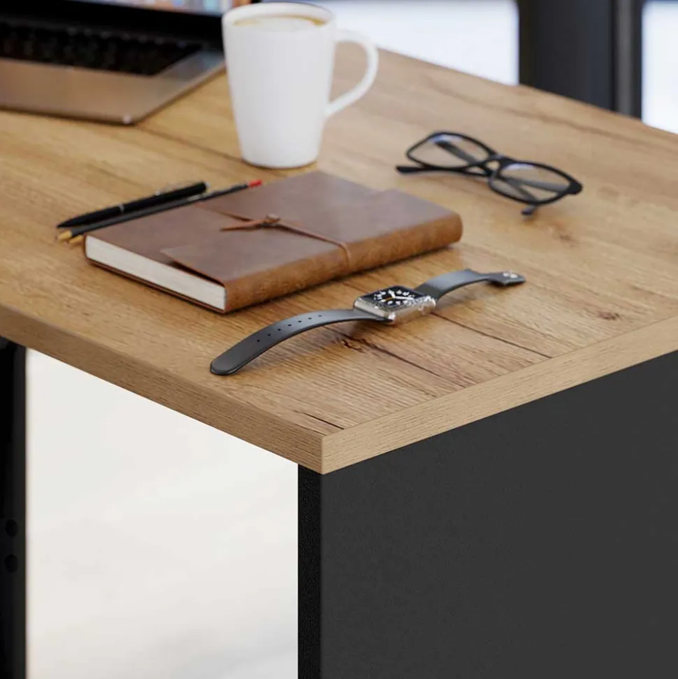 Schreibtisch mit Regal - 4 Fächer & 3 Schubladen - Contrage