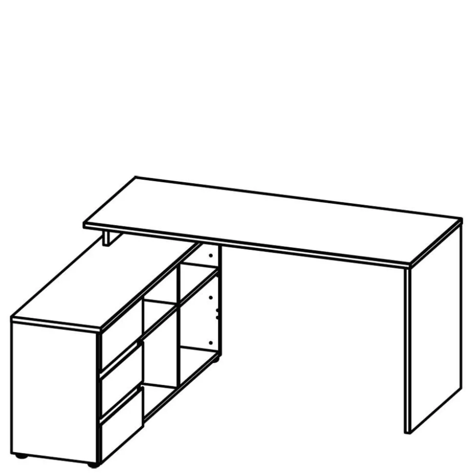 Schreibtisch mit Regal - 4 Fächer & 3 Schubladen - Contrage